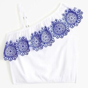 Abercrombie Kids One Shoulder Eyelet Ruffle Top sz 7/8 Boho Top